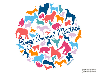 Every Animal Matters animal animals branding cat colors custom artwork design dog dog art dogs elephant graphic design illustration logo rhino silhouette typography vector zoo