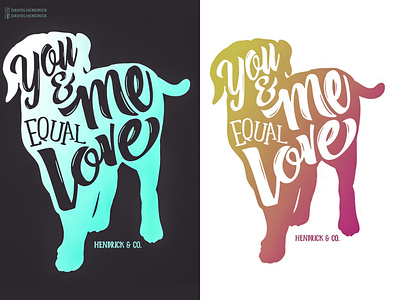 You & Me Equal Love animals brand branding charity comic book custom artwork design dog dogs graphic design hand drawn illustration logo nonprofit ombre puppy rescue typography ui vector