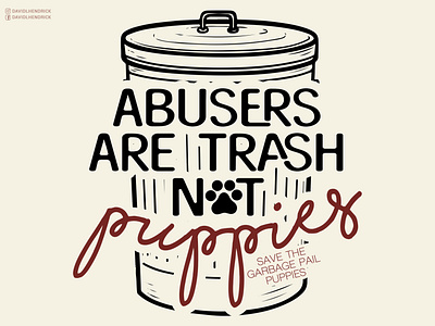 Abusers Are Trash animals branding charity custom artwork design dog dogs donate donation graphic design illustration nonprofit procreate pup puppies puppy texas trash trash can vector