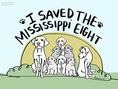 The Mississippi Eight animals branding cat charity comic book custom artwork design dog dogs graphic design hand drawn illustration logo procreate puppy typography vector