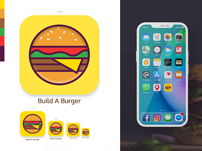 Build A Burger App Icon app app icon branding burger burger app burger logo food app food app icon food icon food logo game game app game icon graphic design iphone app logo restaurant app restaurant logo ui ux