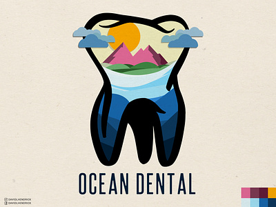 Ocean Dental Logo branding custom artwork dental dental logo dentist dentist logo design doctor logo graphic design illustration logo teeth teeth logo vector