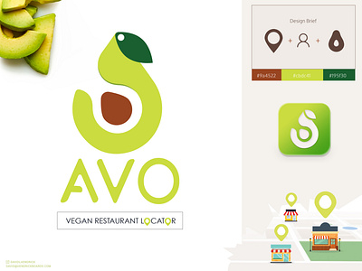 AVO | vegan restaurant locator | Logo + Branding