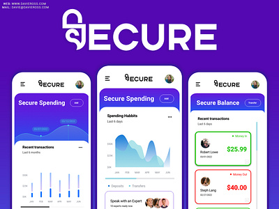 Secure™ App | UI/UX + Logo + Brand Identity app app design app icon app ui app ux bank logo banking logo banking website blue logo crypto crypto banking crypto logo gradient logo lock lock logo logo s s logo ui ux