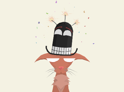 Cat in a cheerful hat animal cat illustration vector