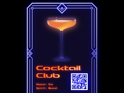 Cocktail Club Membership Card NFT Design art deco beverages card cocktail cpg crypto flourishes futuristic illustration membership nft vector