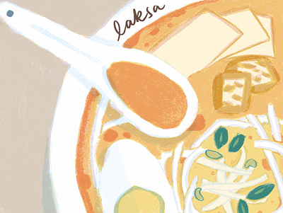 Laksa Noodle Bowl Illustration design drawing illustration illustrator malaysia noodles singapore whitneymakesthings