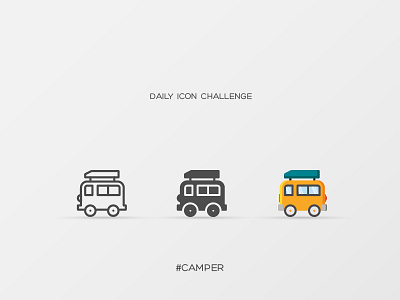 Daily Icon Challenge #camper #002 bus camper car challenge design hippie icon inspiration travel vector