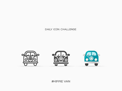 Daily Icon Challenge #van #020 camper car design icon illustration line peace van volkswagen vw