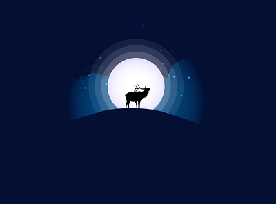 Moose in Moonlight desgn illustrator illustrator design moon moose