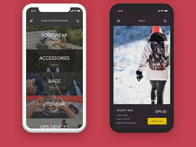 Shopping App Concept for Adventure Gear