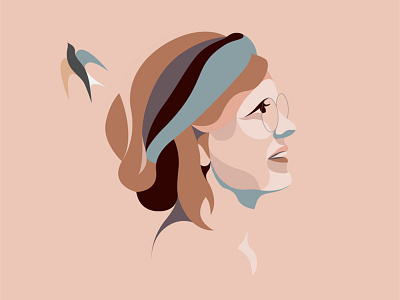 A Still from a Brain Tumor Foundation Fundraiser Animation bird brain cancer charity face fundraiser geometric girl mograph pink portrait profile sparrow woman womans face women