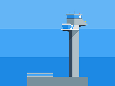 Air traffic control tower air control flat illustration material tower traffic