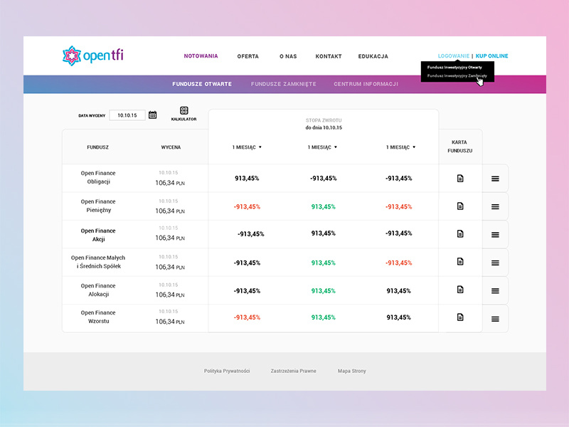 Investment Funds redesign visual ui investment funds minimal webdesign