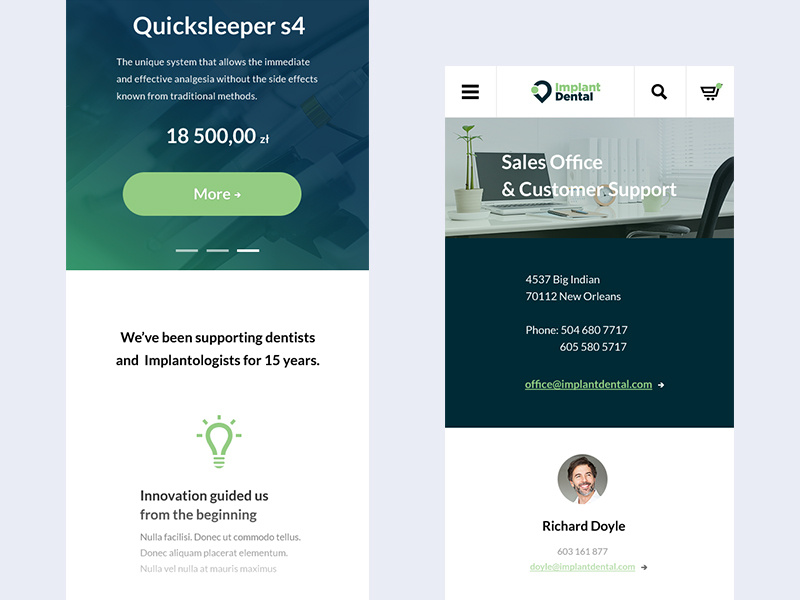 👨🏼🔬 Implant Dental - mobile project medicine startup dribbble dentist ui stomatology ux tech mobile design minimal webdesign