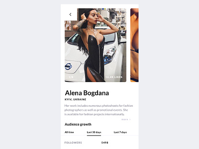 Hire Instagram model app beauty design fashion instagram interface minimal mobile model profile