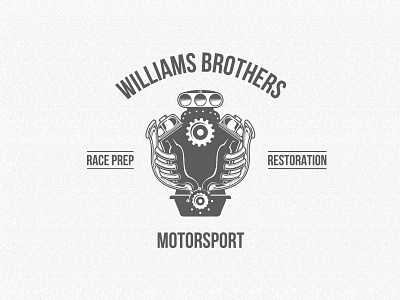 Williams Brothers Logo Concept black block blower branding car grill hot rod lettering logo mono muscle car supercharged