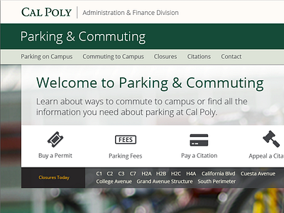 University Parking Landing Page