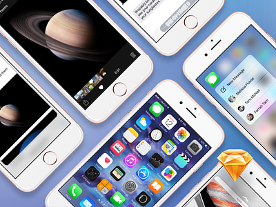 iOS 9 GUI with 3D Touch gui ios 9 iphone 6s sketch ui kit