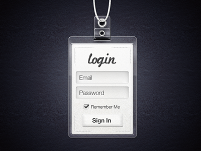 Login ID badge cord design leather login paper plastic ui