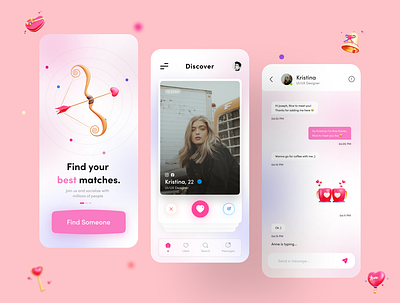 Dating Mobile App 😍 button dating dating app love minimal pink ui uiux ux ux design valentine valentines valentines day web ui