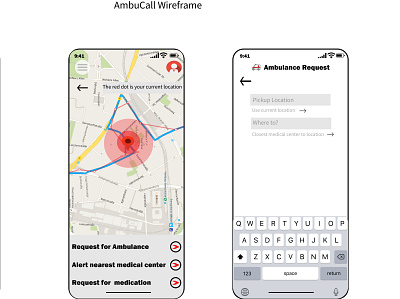 AmbuCall Wireframe 2 app health app healthcare ui ux