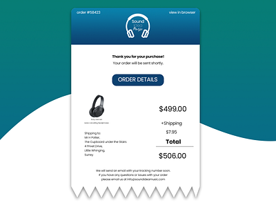 Daily UI Challenge 017 - Email receipt daily ui dailyui dailyuichallenge design ui ui design uidesign