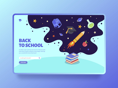 Back to School landing page concept books clean college creative design galaxy interface landing age minimal school searching study template ux web design webdesign