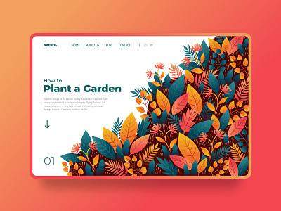 Garden landing page concept clean creative design flat flat design garden gradient interface landing age minimal nature template ux web design webdesign