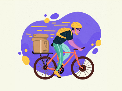 Bicycle delivery concept bicycle bike box colorful delivery delivery service helmet human illustration minimalist product illustration startup