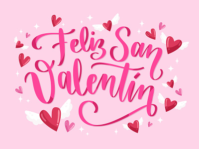 San Valentin Lettering ❤️ creative design flat graphic design heart illustration lettering pink template valentines