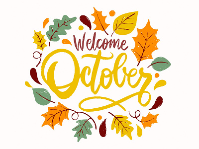 "welcome October" Lettering Illustration