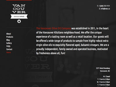 Vancouver Olive Oil Co. Website olive oil vancouver website