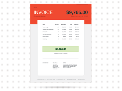 PayUp Invoice a4 illustrator invoice letter size red template