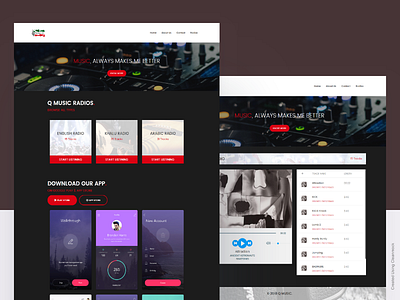 Qmusic - Music Radio adobe xd design html ui web