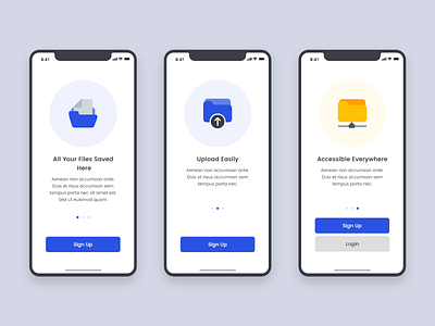 File Manager Welcome Screens adobe xd design file manager mobile app ui vector