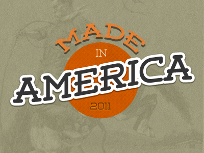 Made In America. america cowboy orange psd retro typography vintage weston