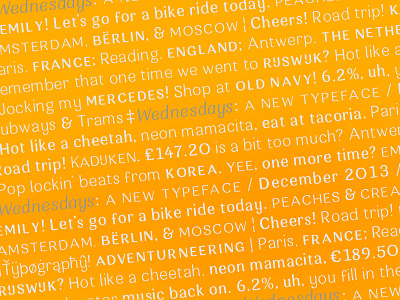 Wednesdays font orange sheet specimen type typography wednesday