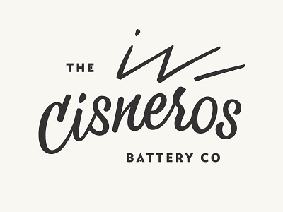 Cisneros Battery Co battery geometic lettering sans script type zap