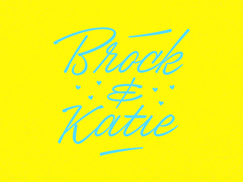 Brock & Katie script lettering wedding vintage friends abilene acu yay