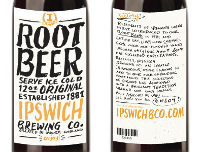 Ipswich Brewing Co. hand lettering label packaging design root beer typography
