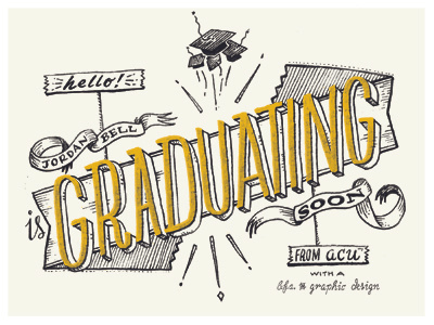 Graduation Card gold graduation illustration old type typography