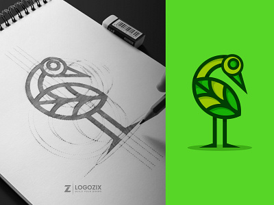 Natural-Egret egret logo graphic design logo logo design logo designer logo idea logo inspiration minimalist modern logo natural egret logo natural logo