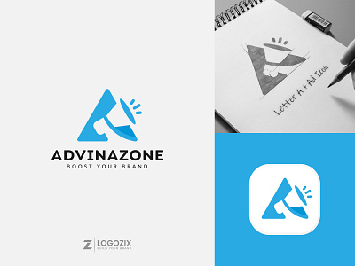 Advinazone a letter logo adagency logo agency logo branding fiverr logo flat logo gradient logo graphic design illustration logo logo design logo designer logo inspiration minimalist modern logo