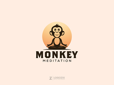 Monkey Meditation branding fiverr logo graphic design logo logo design logo designer meditation logo minimalist modern logo monkey logo monkey meditation logo
