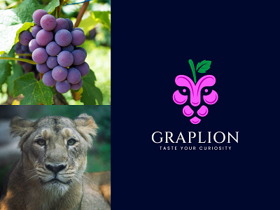Graplion animal logo branding design fiverr logo grape lion logo grape logo graphic design lion logo logo logo design logo designer minimalist modern logo