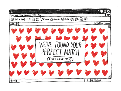 PERFECT MATCH Postcards cards handdrawn hearts illustration internet postcard valentine