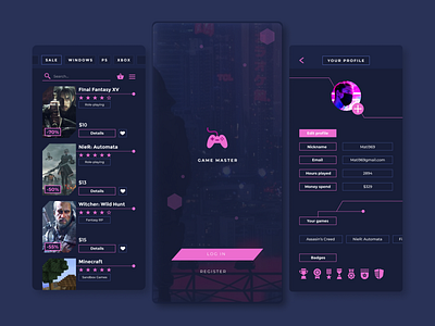 Game Master App Project app appplication concept design mobile ui uidesign uiux ux