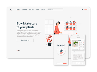 Grow App • Landing Page & App Concept