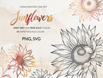 Sunflower Line Art, Sunflowers Fine Line silhouette sunflower silhouette sunflower